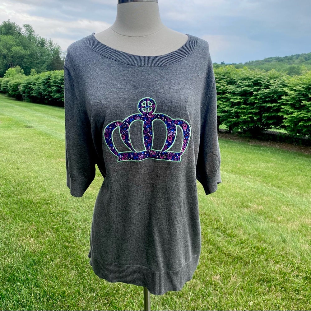 Twiggy London Sweater Grey Plus Size Crown Design